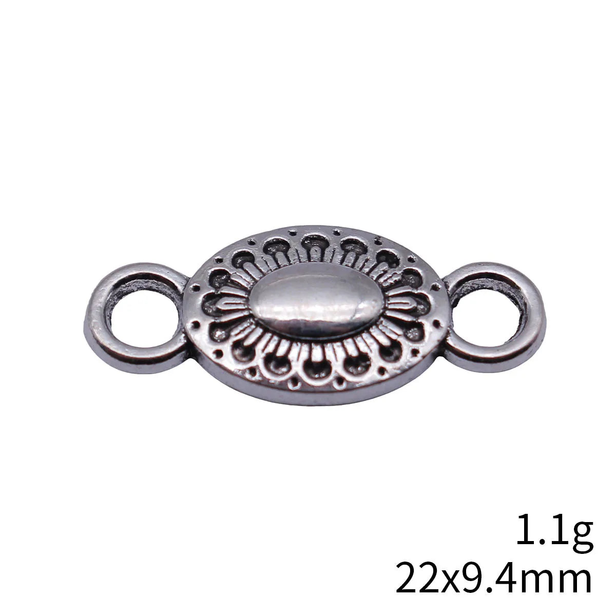 22x9.4mm 1.1g Antique Silver Zinc Alloy Oval Round Connector Charm for DIY Bracelet Necklace Jewelry
