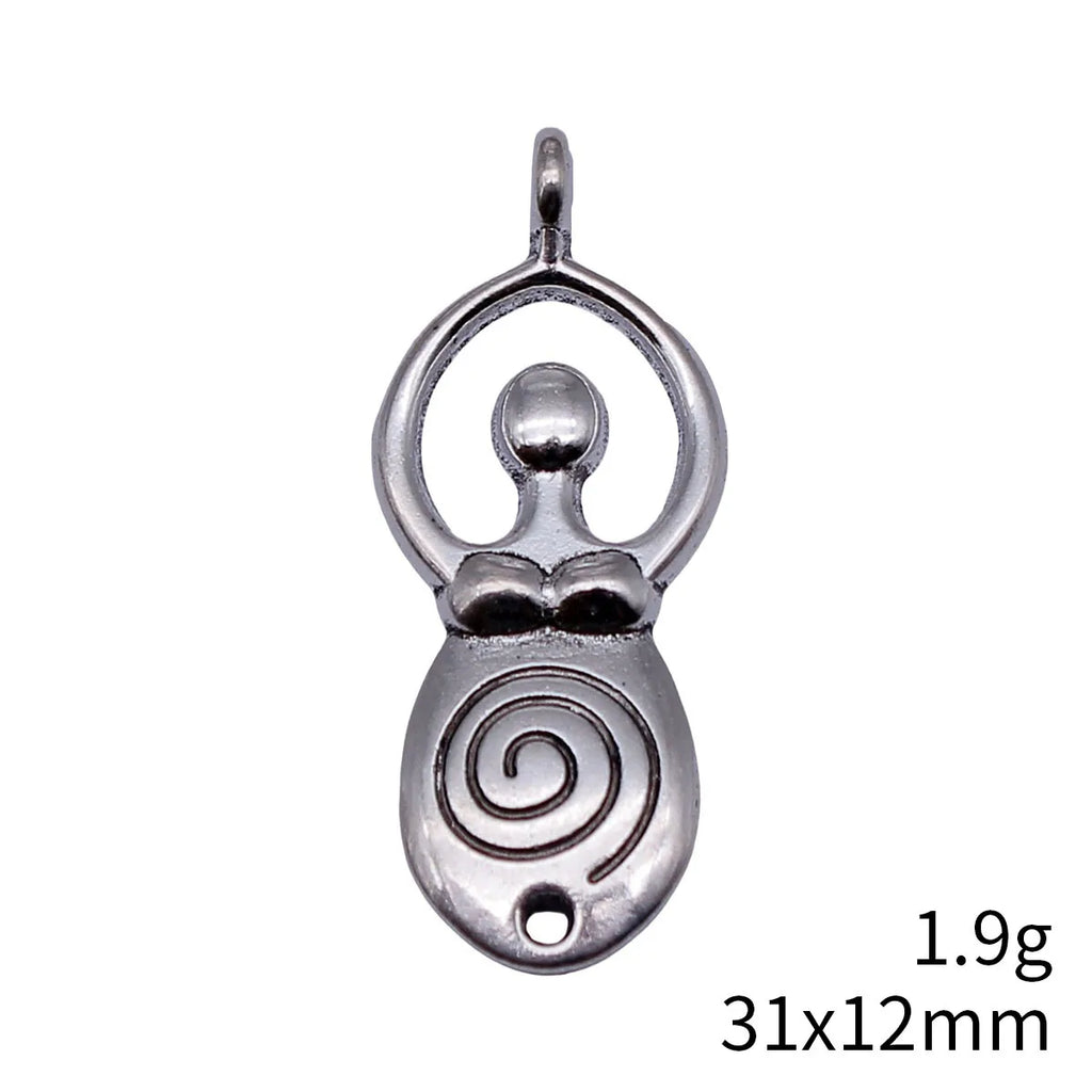 31x12mm 1.9g Antique Silver Zinc Alloy Spiral Fertility Goddess Charm Pendant for DIY Jewelry