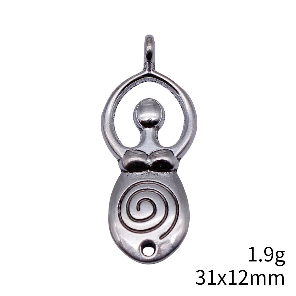 31x12mm 1.9g Antique Silver Zinc Alloy Spiral Fertility Goddess Charm Pendant for DIY Jewelry