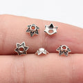 7.3x6.4x2.9mm 0.14g Antique Silver Zinc Alloy Small Flower Bead Cap Jewelry Findings for DIY Beadwork