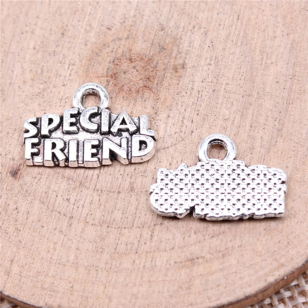 17x11mm 1.09g Antique Silver Zinc Alloy Special Friend Charm Pendant for DIY Necklace Jewelry