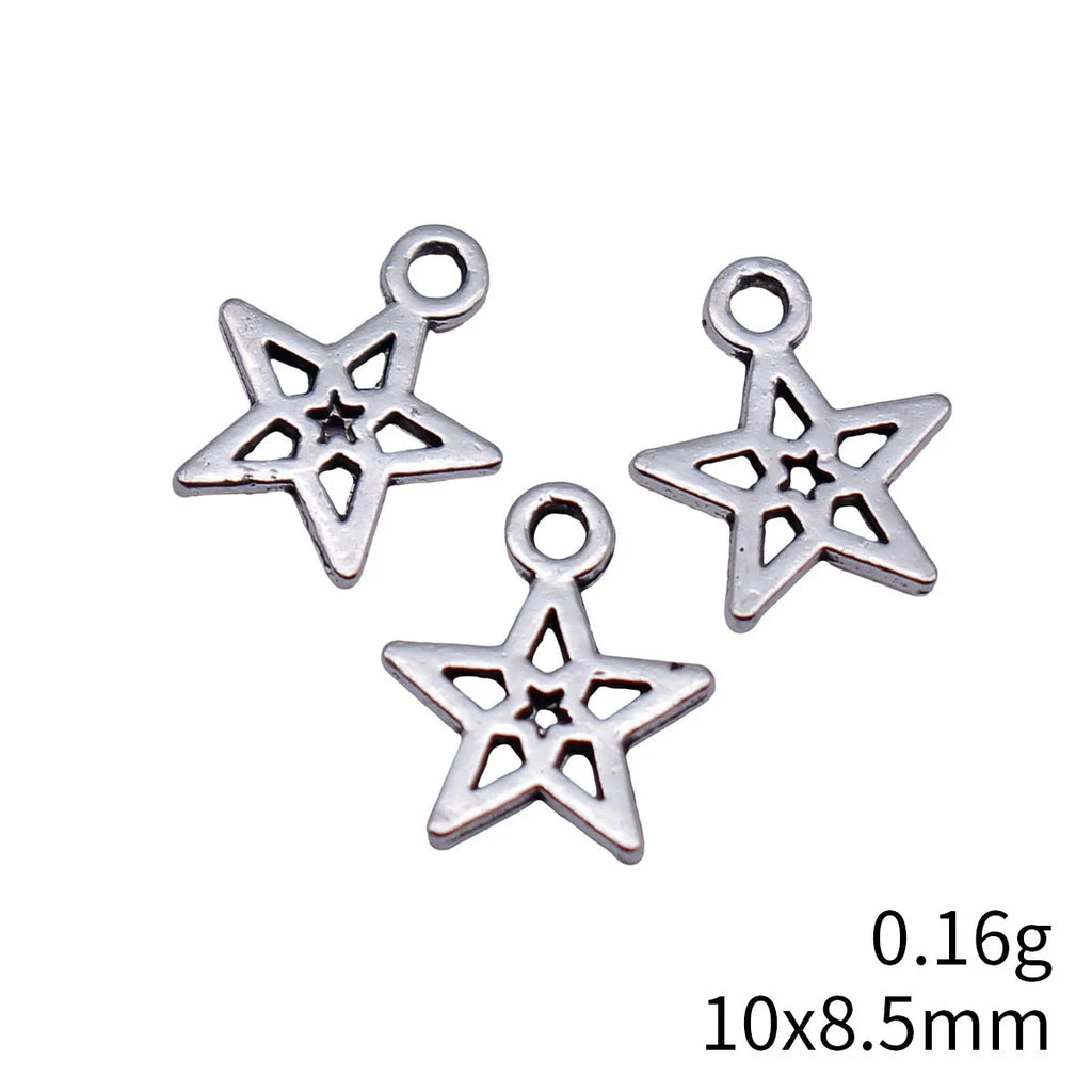 10x8.5mm 0.16g Antique Silver Zinc Alloy Five Point Star Charm Pendant for DIY Jewelry Making