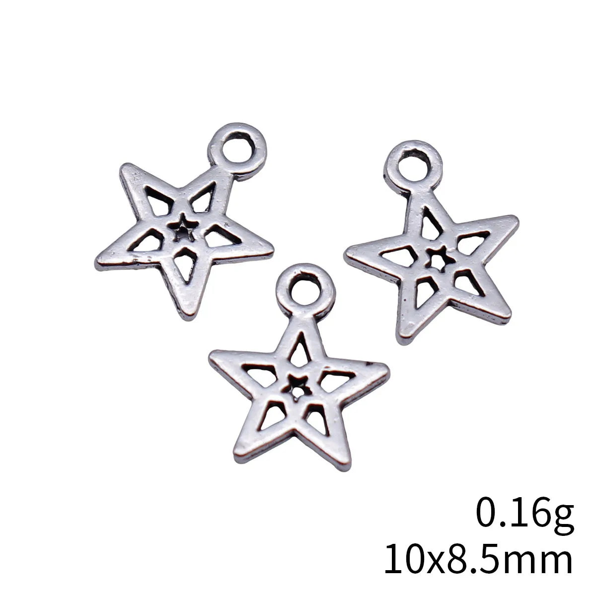 10x8.5mm 0.16g Antique Silver Zinc Alloy Five Point Star Charm Pendant for DIY Jewelry Making