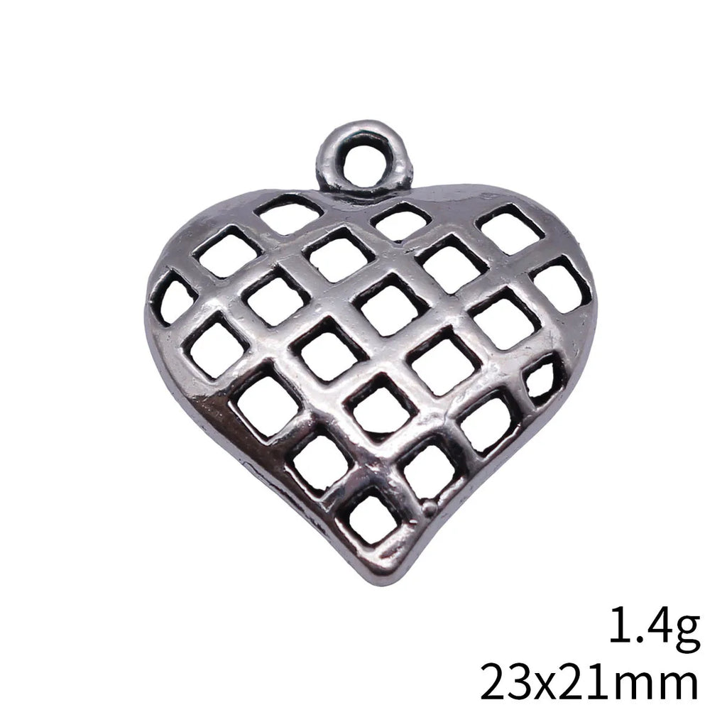23x21mm 1.4g Antique Silver Zinc Alloy Hollow Woven Texture Heart charm pendant for DIY jewelry making