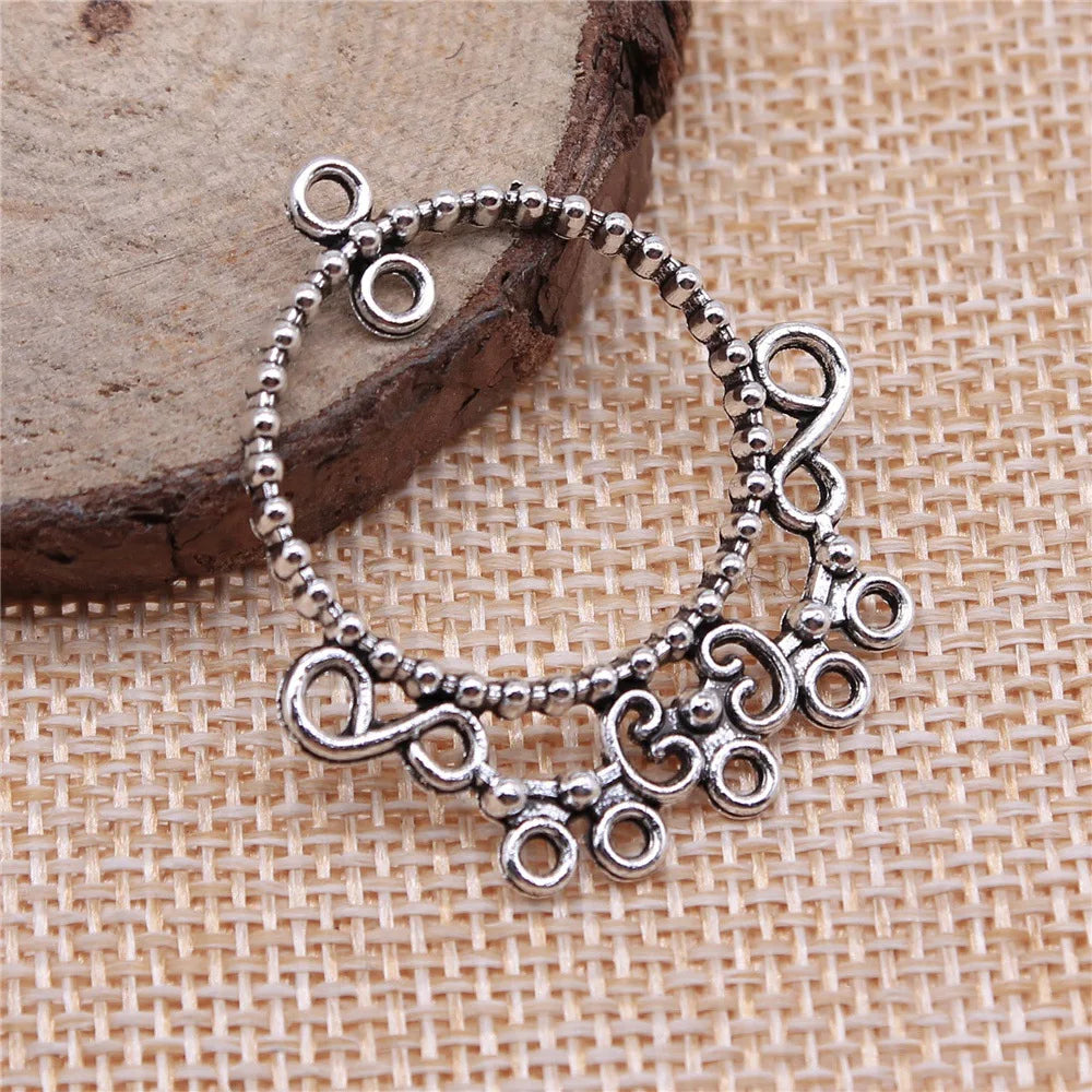 37x32mm 2.8g Multicolor Zinc Alloy Round Earring Connector Charm for DIY Hoop Earrings Jewelry Making