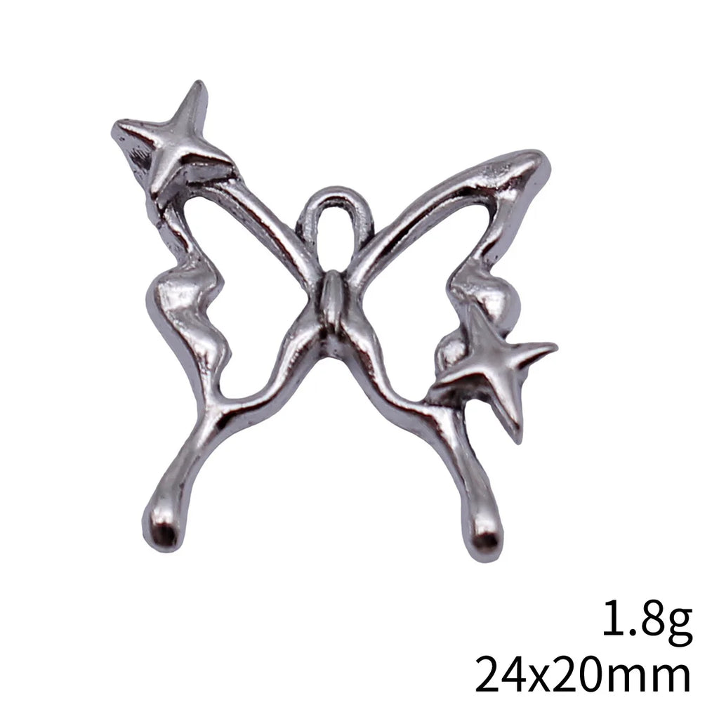 24x20mm 1.8g Antique Silver Zinc Alloy Hollow Starburst Butterfly Charm Pendant for DIY Jewelry Making