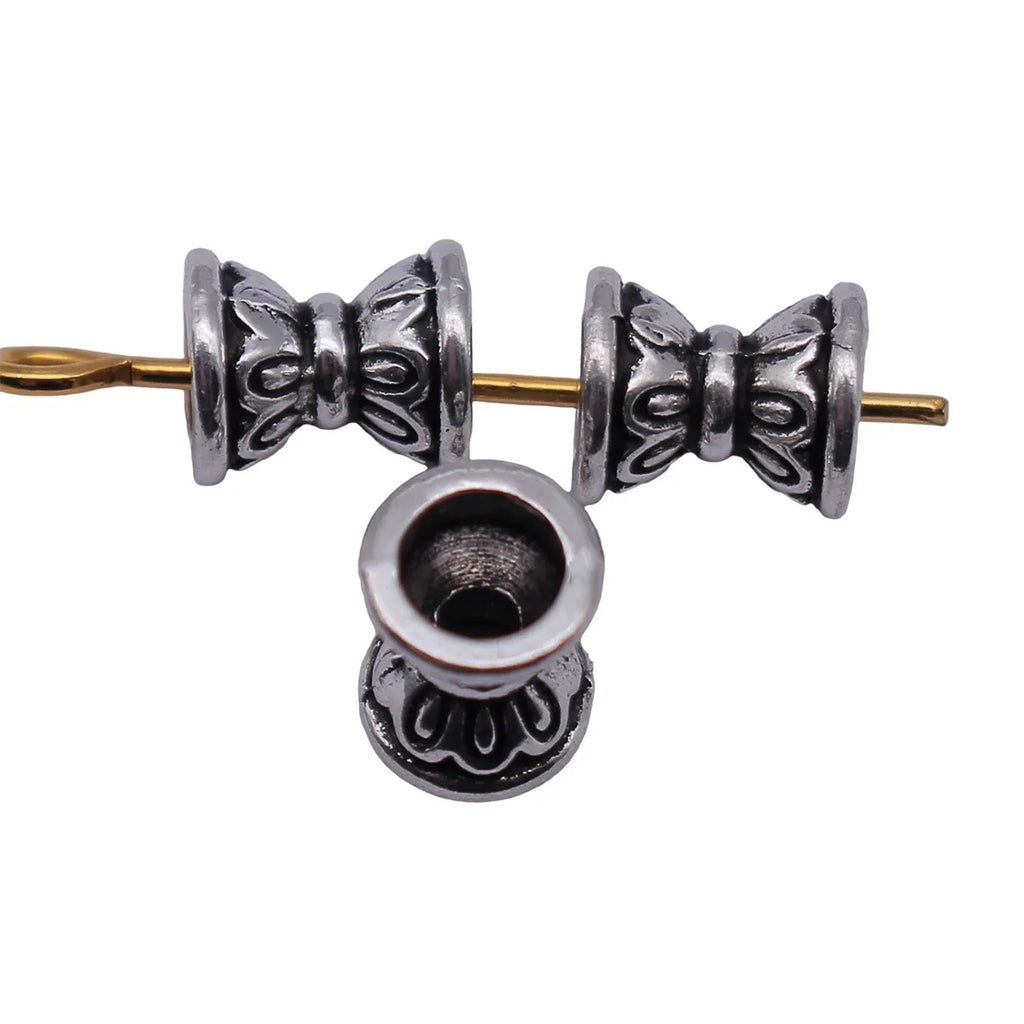6.6x5.5x5.5mm 0.33g Antique Silver Zinc Alloy Double Sided Flower Bead Cap Spacer Beads for DIY Jewelry Making