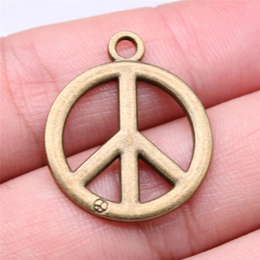 27x23mm 2g Antique Bronze Zinc Alloy Peace Symbol Charm Pendant for DIY Necklace Bracelet Jewelry