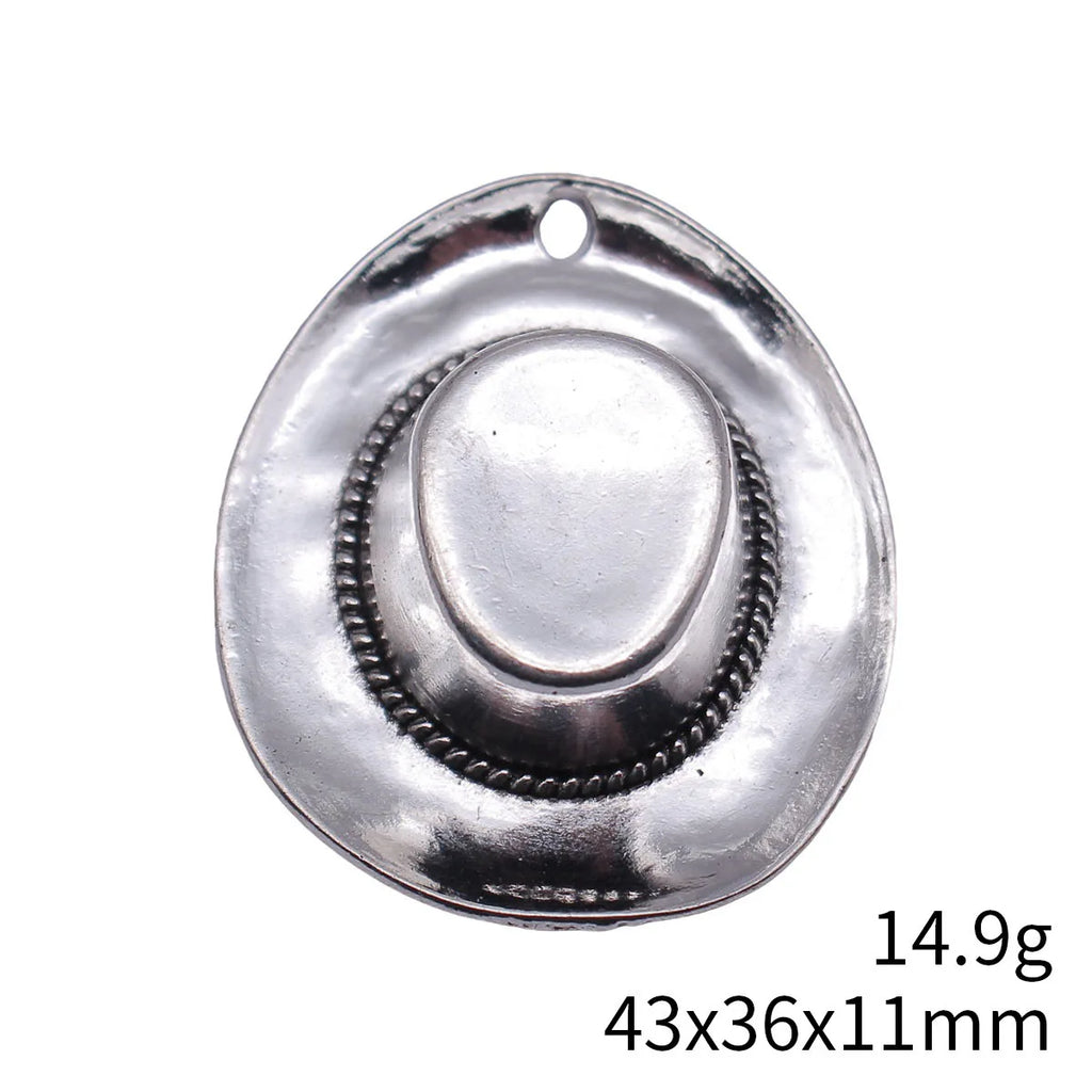 43x36x11mm 14.9g Antique Silver Zinc Alloy Cowboy Hat Charm Pendant for Western DIY Necklace Jewelry