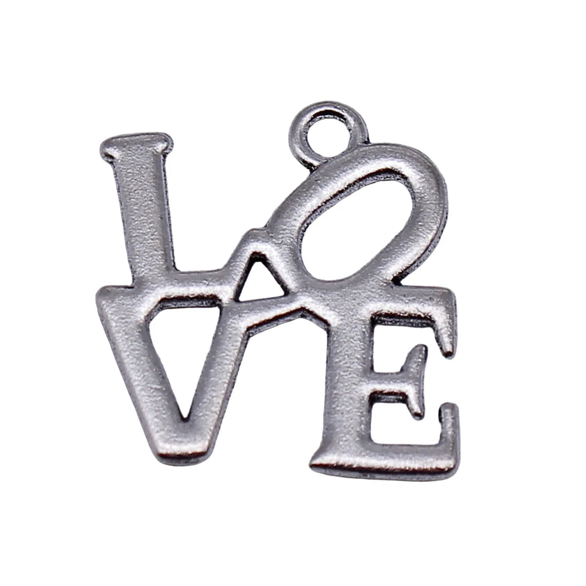 20x18mm 1.1g Antique Silver Zinc Alloy LOVE Letter Charm Pendant for DIY Necklace Jewelry Making