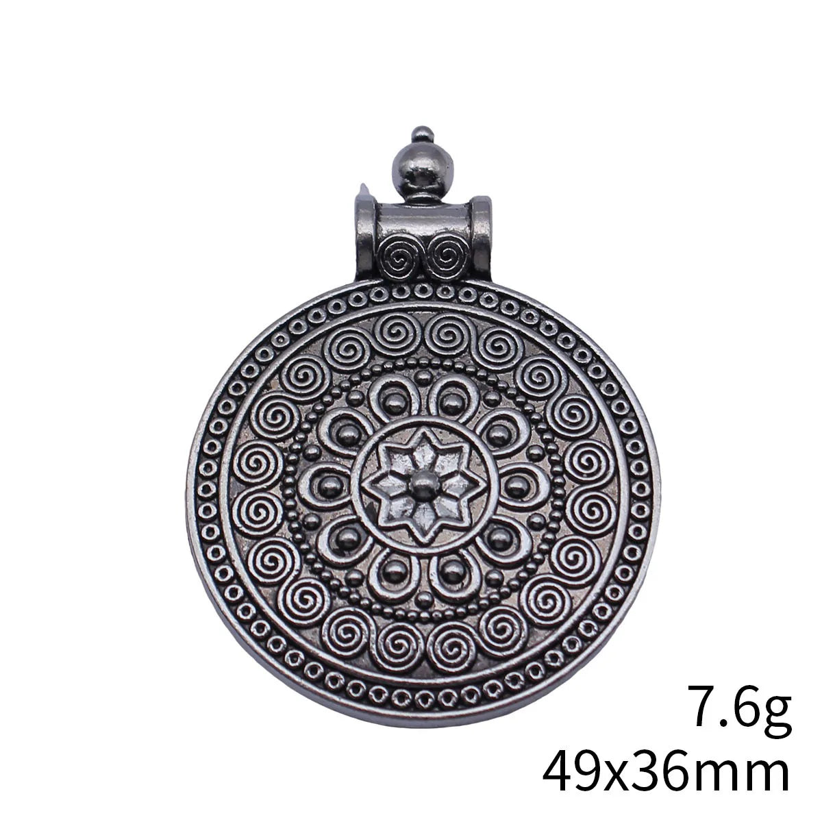 49x36mm 7.6g Blackened Silver Tone Zinc Alloy Ornate Round Tag Charm Pendant for DIY Jewelry Making