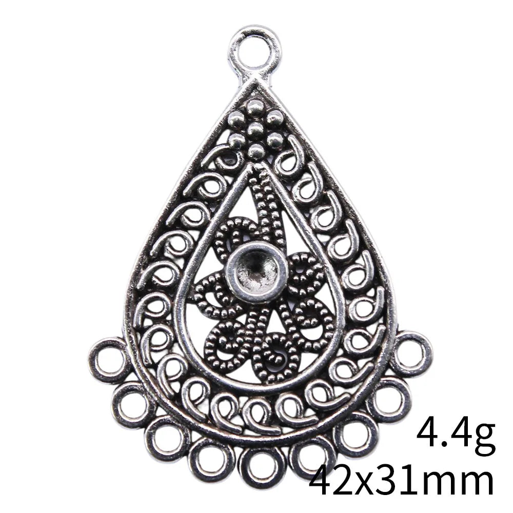 42x31mm 4.4g Multicolor Zinc Alloy Teardrop Earring Connector Charm for DIY Earrings Jewelry Making