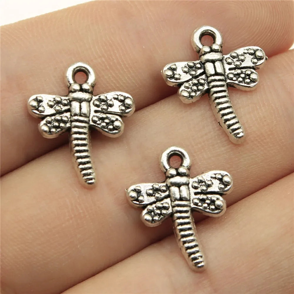 19x15mm 1.2g Multicolor Zinc Alloy Dragonfly Charm Pendant for DIY Necklace Bracelet Making