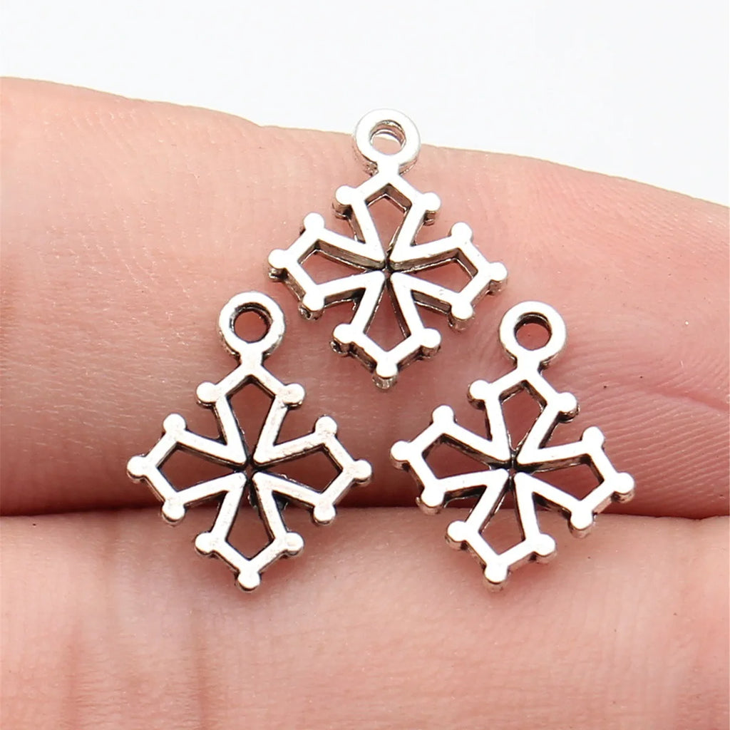 15x12mm 0.48g Antique Silver Zinc Alloy Hollow Cross Charm Pendant for DIY Religious Jewelry Making