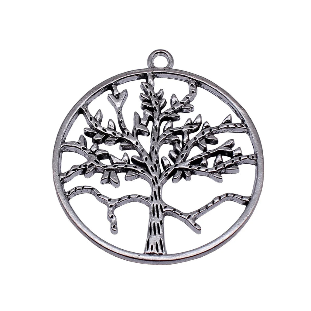 61x55mm 16.6g Antique Silver Zinc Alloy Hollow Round Tree Charm Pendant for Necklace Jewelry Making