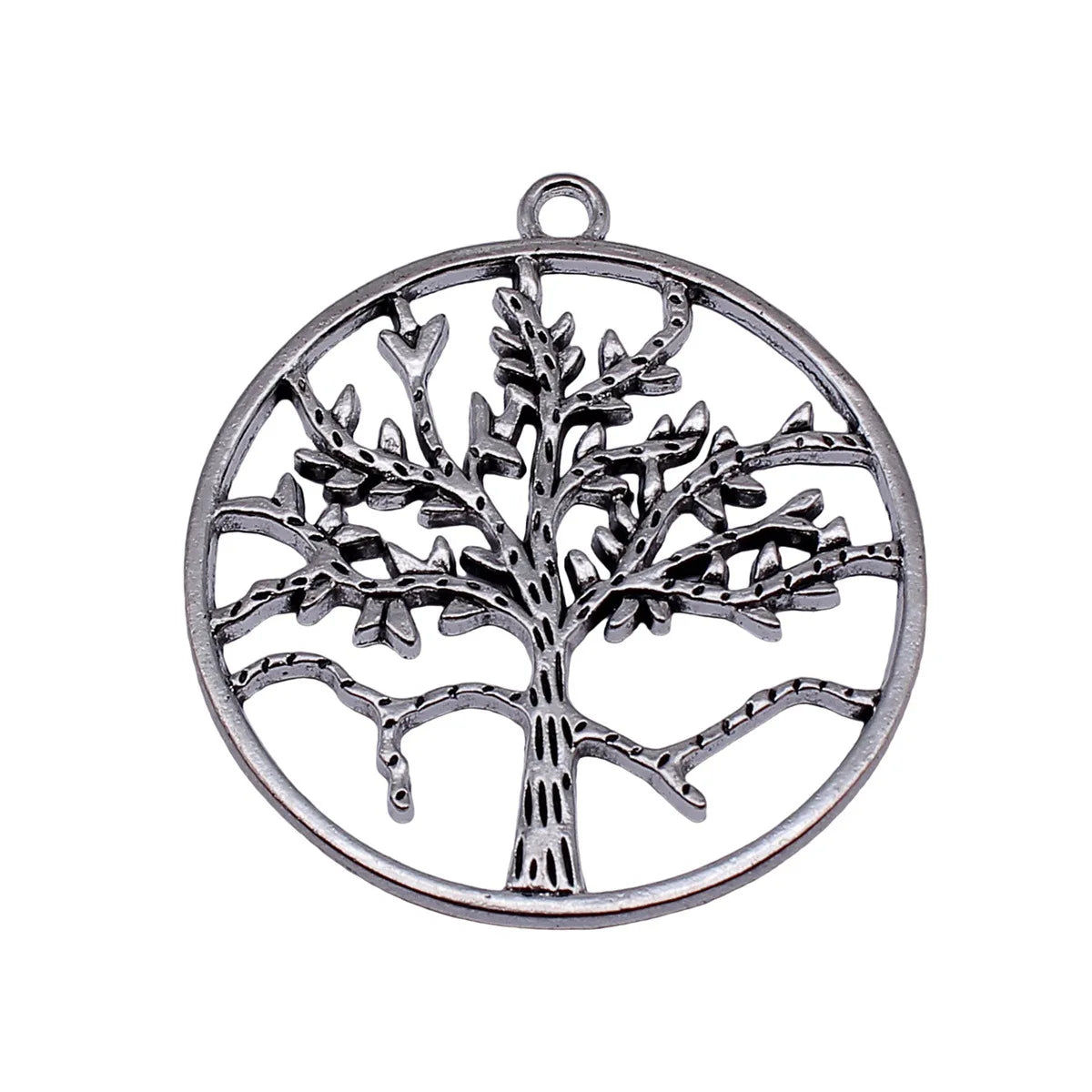 61x55mm 16.6g Antique Silver Zinc Alloy Hollow Round Tree Charm Pendant for Necklace Jewelry Making
