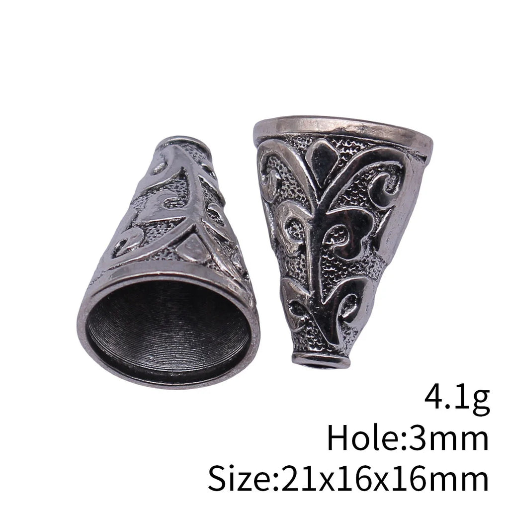 21x16x16mm 4.1g Multicolor Zinc Alloy Embossed Pattern Cone Tassel Cap Findings for DIY Jewelry Making