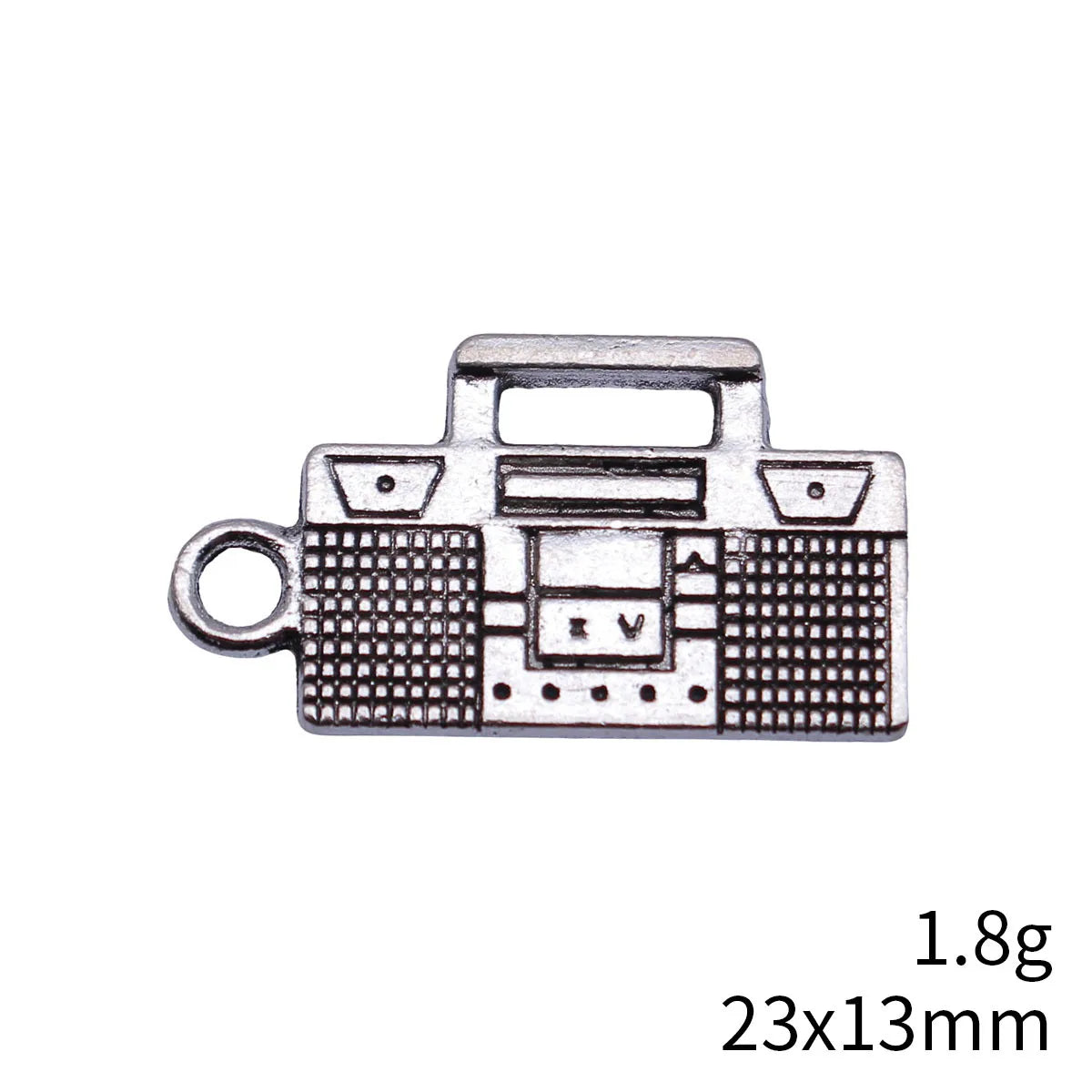 23x13mm 1.8g Antique Silver Zinc Alloy Cassette Recorder Charm Pendant for DIY Jewelry Making