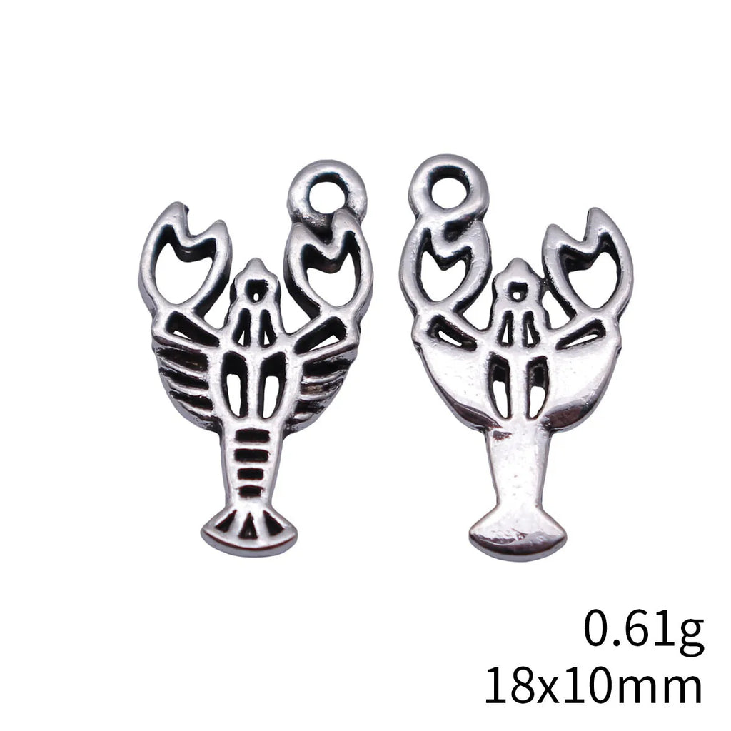 18x10mm 0.61g Antique Silver Zinc Alloy Crawfish Charm Pendant for DIY Necklace Bracelet Making