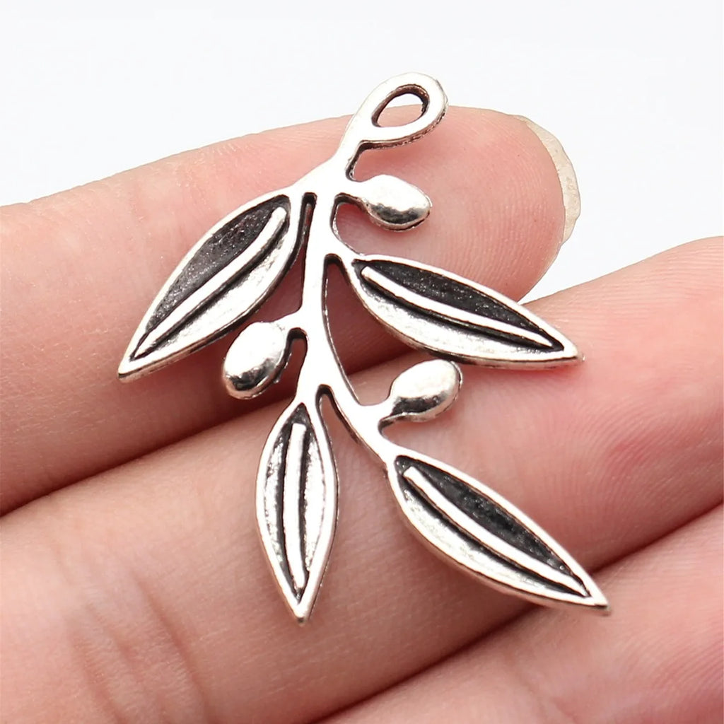 39x30mm 4.4g Multicolor Zinc Alloy Olive Branch Charm Pendant for DIY Necklace Bracelet Jewelry