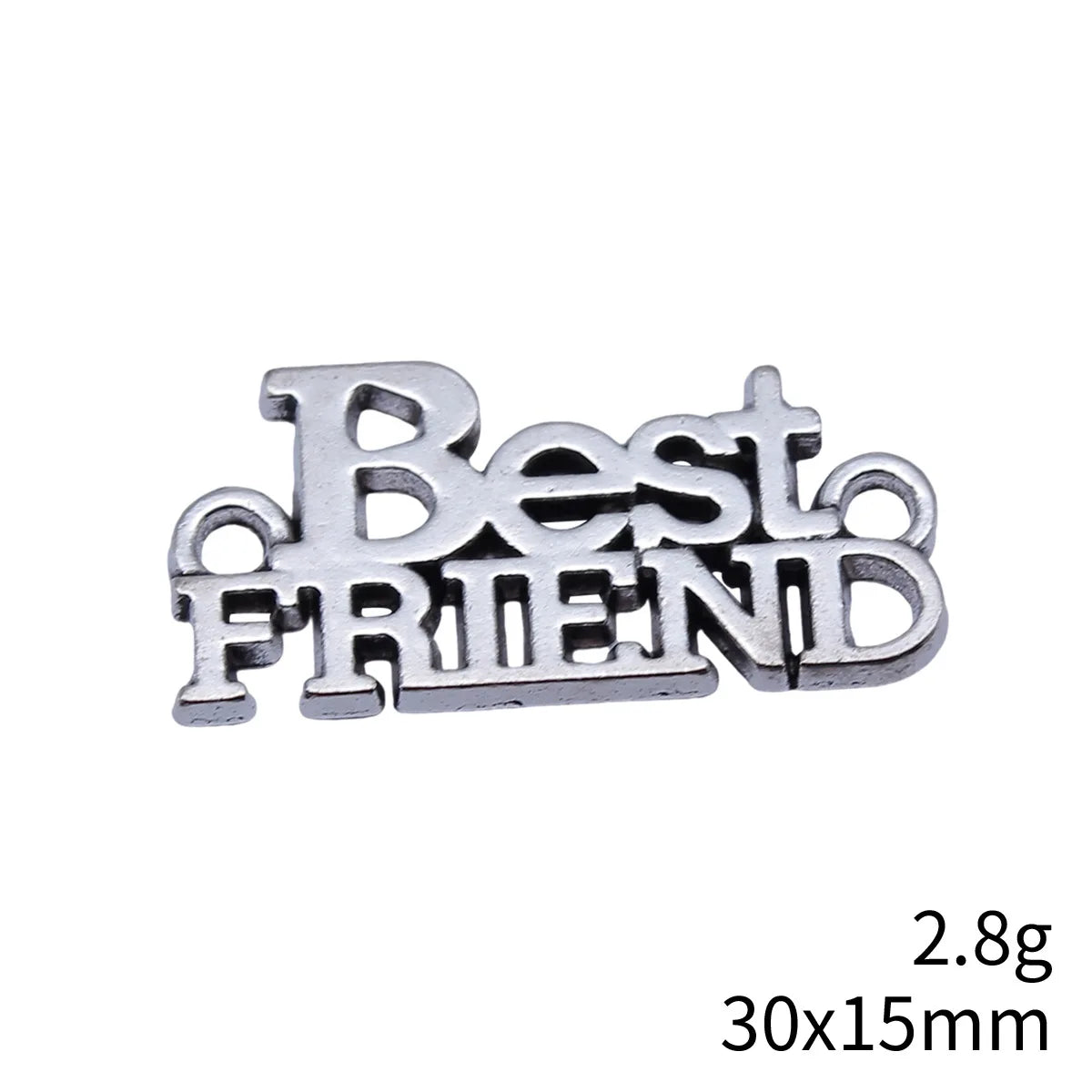 30x15mm 2.8g Antique Silver Zinc Alloy Best Friend Connector Charm for Friendship Bracelet Making