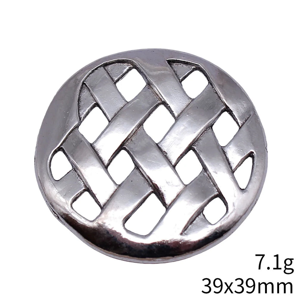 39x39mm 7.1g Antique Silver Zinc Alloy Round Hollow Woven Mesh Charm Pendant for DIY Necklace