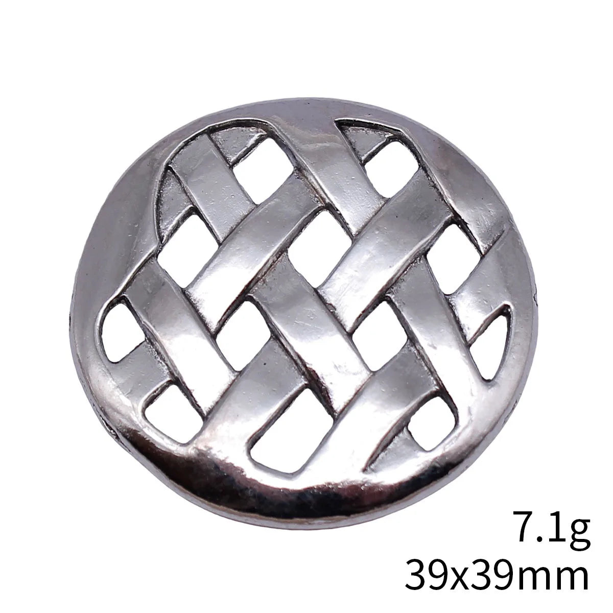39x39mm 7.1g Antique Silver Zinc Alloy Round Hollow Woven Mesh Charm Pendant for DIY Necklace