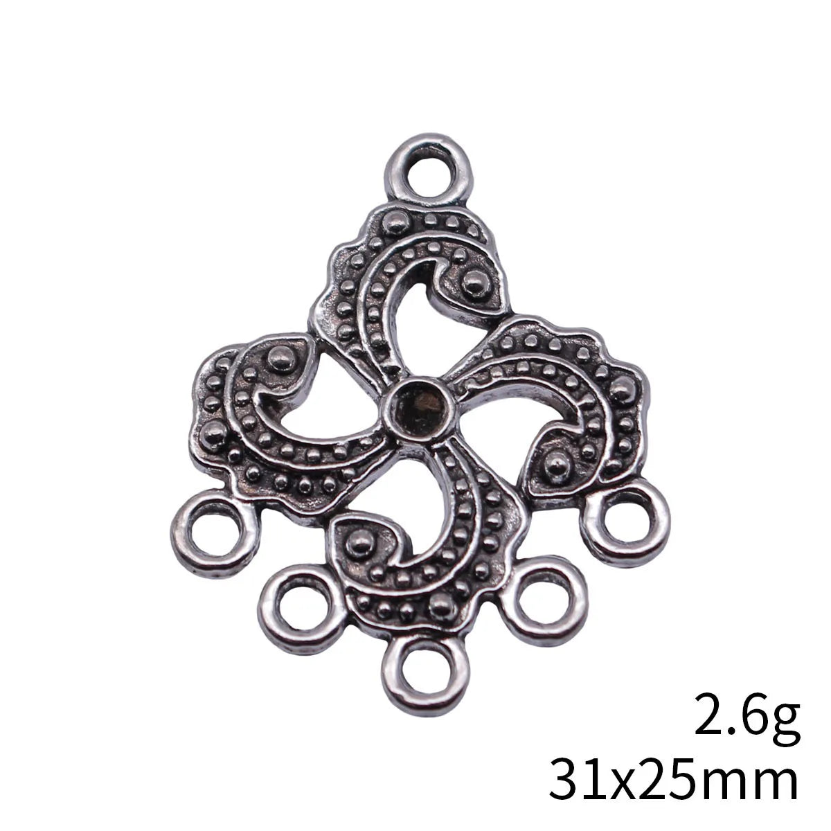 31x25mm 2.6g Antique Silver Zinc Alloy Swirl Connector Charm for DIY Earring Jewelry Making