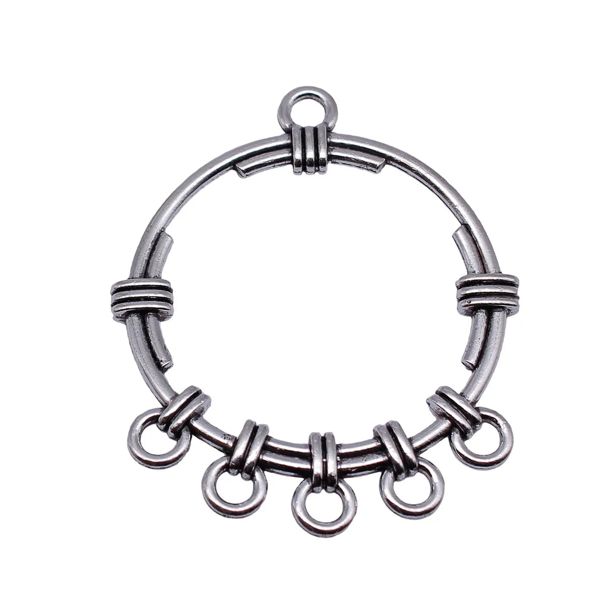 58x48mm 8.8g Antique Silver Zinc Alloy Hollow Round Earring Connector Charm for DIY Earrings Jewelry Making