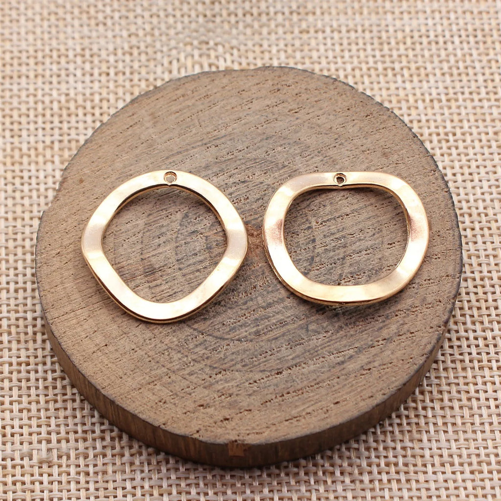 25x24mm 1.5g Multicolor Zinc Alloy Irregular Hollow Round Ring Charm Pendant for Earrings Necklace Making