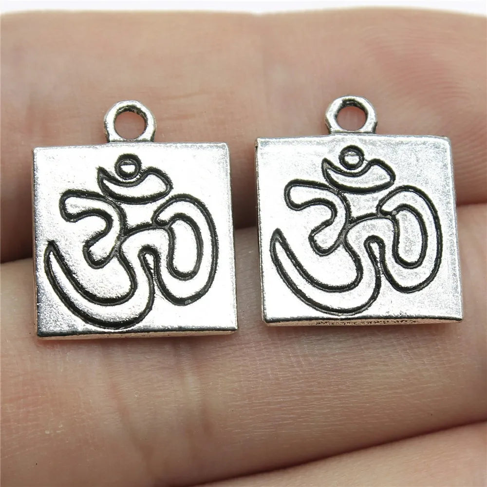 18x15mm 2.1g Antique Silver Zinc Alloy Om Charm Pendant for DIY Necklace Bracelet Jewelry Making