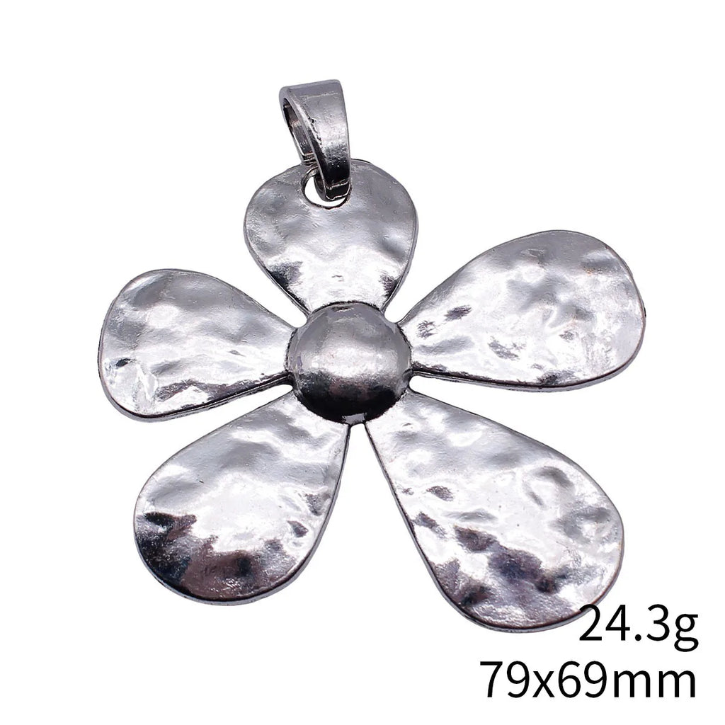 79x69mm 24.3g Multicolor Zinc Alloy Hammered Flower Large Charm Pendant for DIY Necklace Jewelry