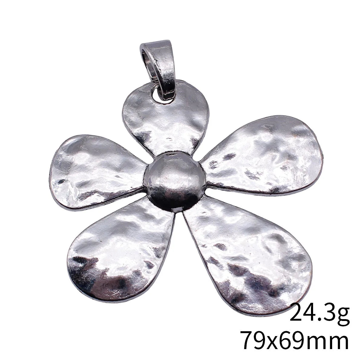 79x69mm 24.3g Multicolor Zinc Alloy Hammered Flower Large Charm Pendant for DIY Necklace Jewelry