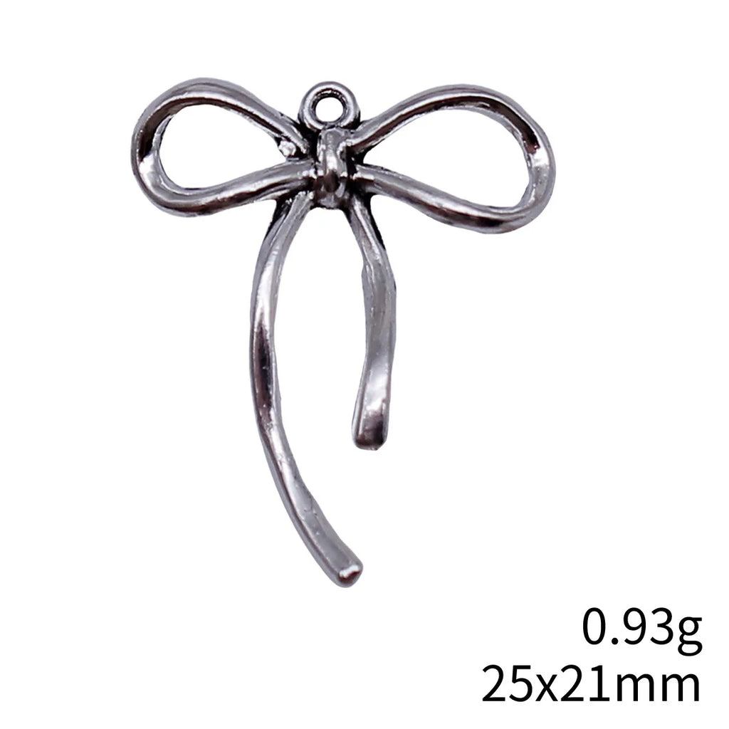 25x21mm 0.93g Antique Silver Zinc Alloy Bowknot Butterfly Charm Pendant for Necklace Bracelet DIY Jewelry