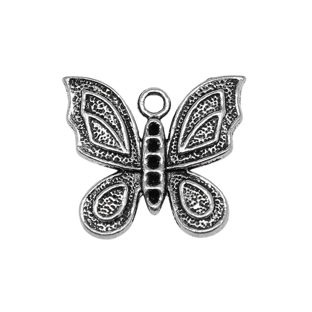 24x22mm 2.8g Antique Silver Zinc Alloy Butterfly Charm Pendant for DIY Necklace Bracelet Making