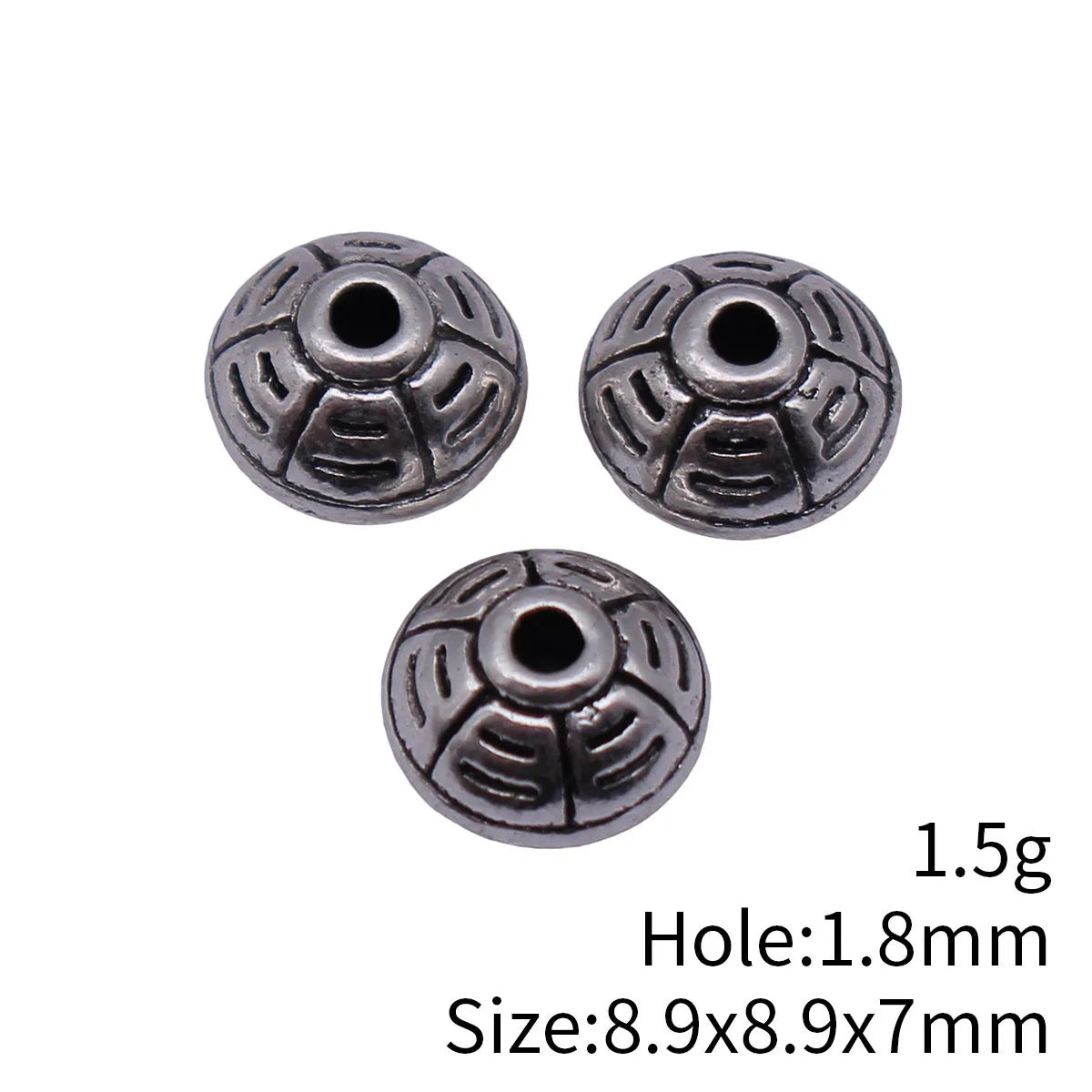 8.9x8.9x7mm 1.5g Antique Silver Zinc Alloy Textured Round Spacer Beads for Bracelet Necklace Making