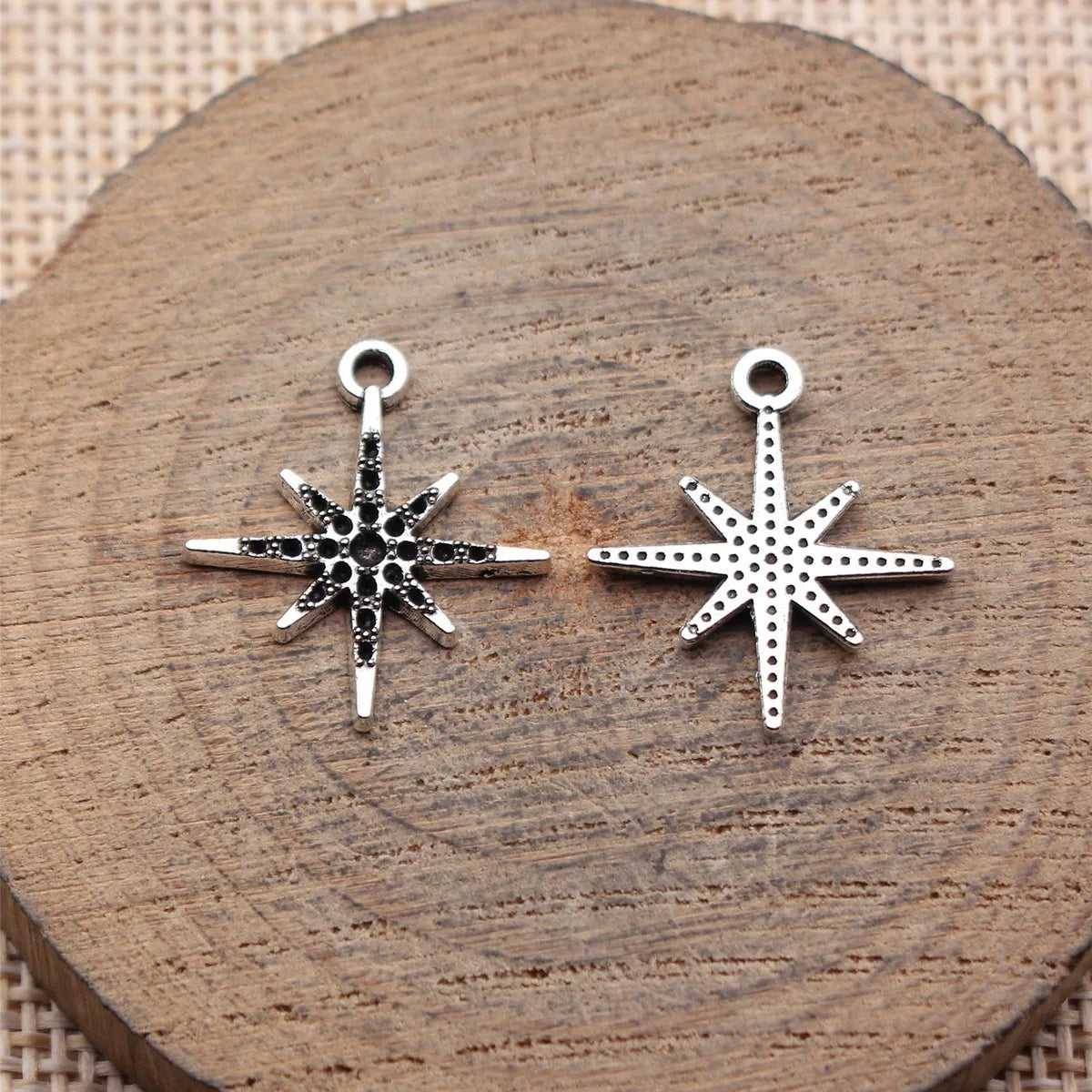 21x18mm 0.71g Antique Silver Zinc Alloy Radiating Starburst Charm Pendant for Necklace Making