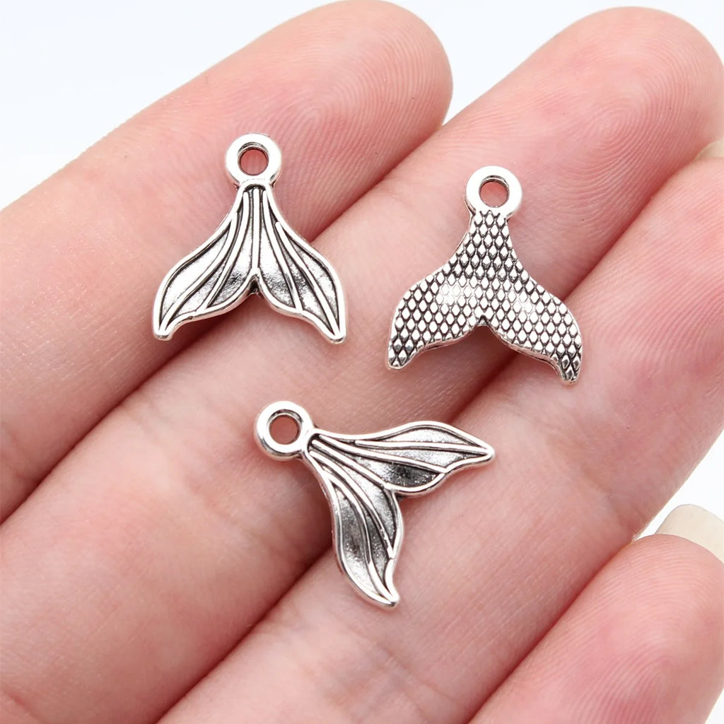 15x14mm 0.66g Antique Silver Zinc Alloy Fishtail Fish Charm Pendant for DIY Necklace Bracelet Jewelry Making