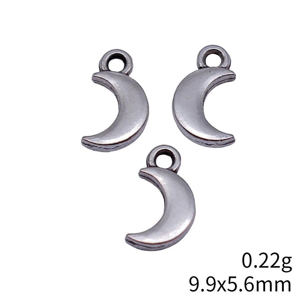 9.9x5.6mm 0.22g Multicolor Zinc Alloy Moon Charm Pendant for DIY Bracelet Necklace Jewelry Making