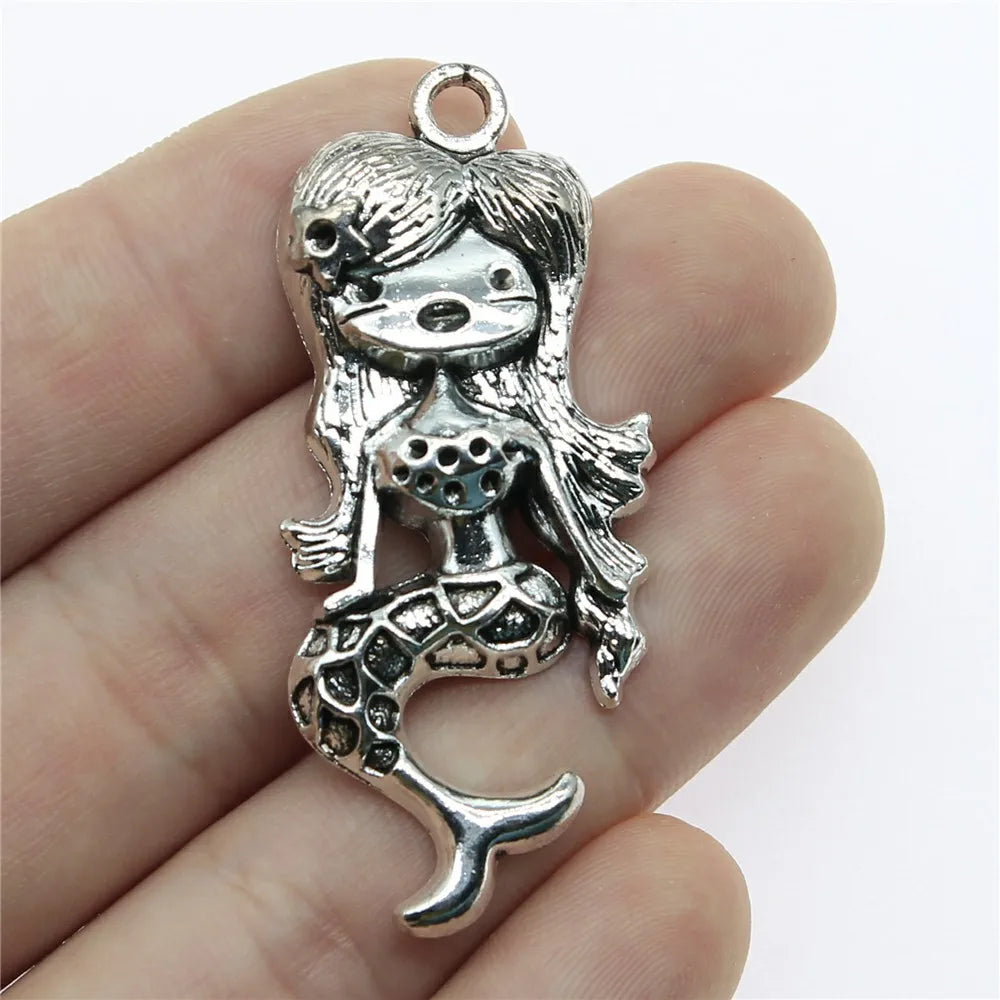 54x22mm 7.5g Multicolor Zinc Alloy Mermaid Charm Pendant for DIY Necklace Bracelet Jewelry Making