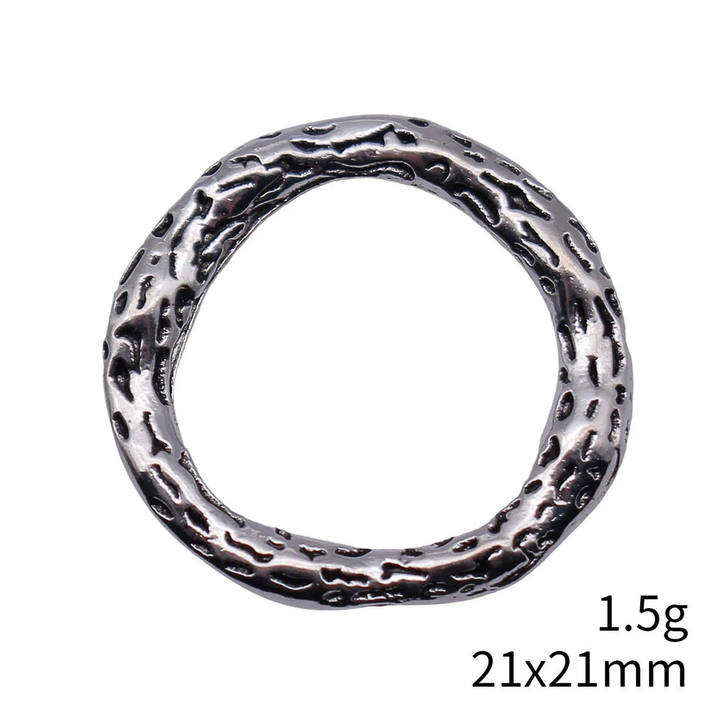 21x21mm 1.5g Multicolor Zinc Alloy Pitted Irregular Round Ring Connector Charm for DIY Jewelry Making