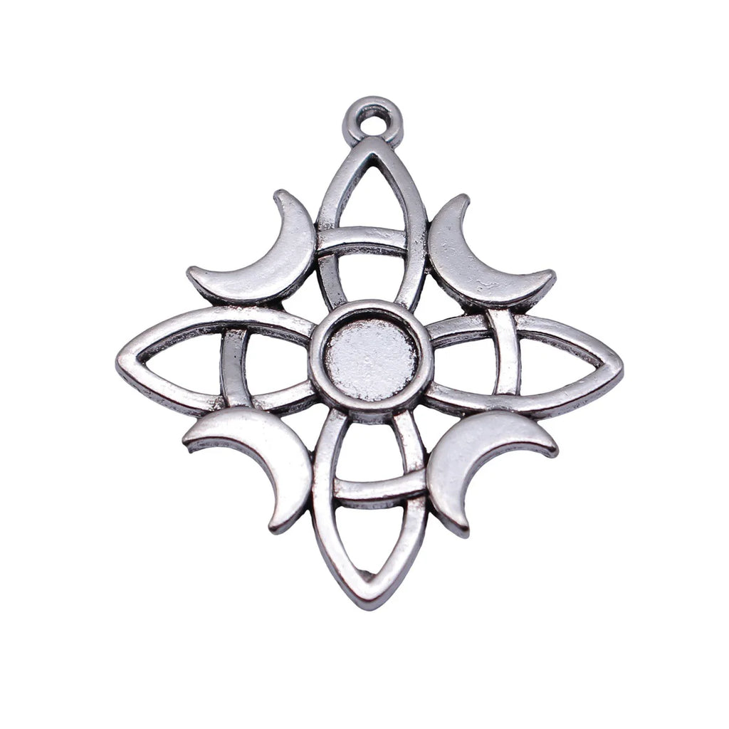 38x34mm 4.9g Antique Silver Zinc Alloy Hollow Cross Star Moon Celtic Knot Charm Pendant for DIY Jewelry