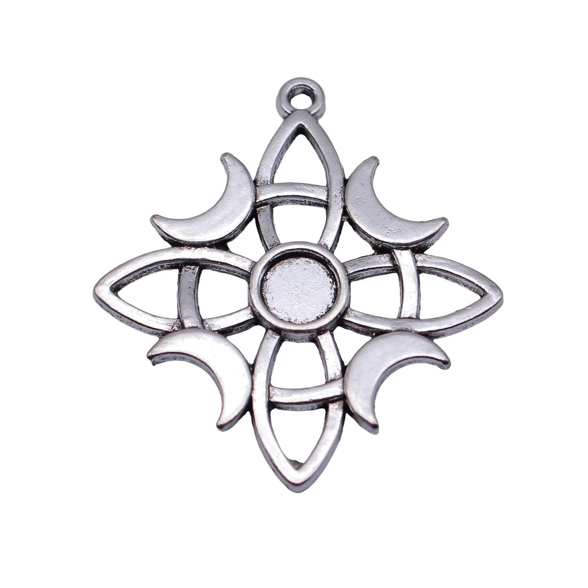 38x34mm 4.9g Antique Silver Zinc Alloy Hollow Cross Star Moon Celtic Knot Charm Pendant for DIY Jewelry