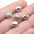 10x9.2x5.8mm 1.5g Antique Silver Zinc Alloy Cute 3D Paw Charm Pendant for DIY Pet Theme Jewelry Making