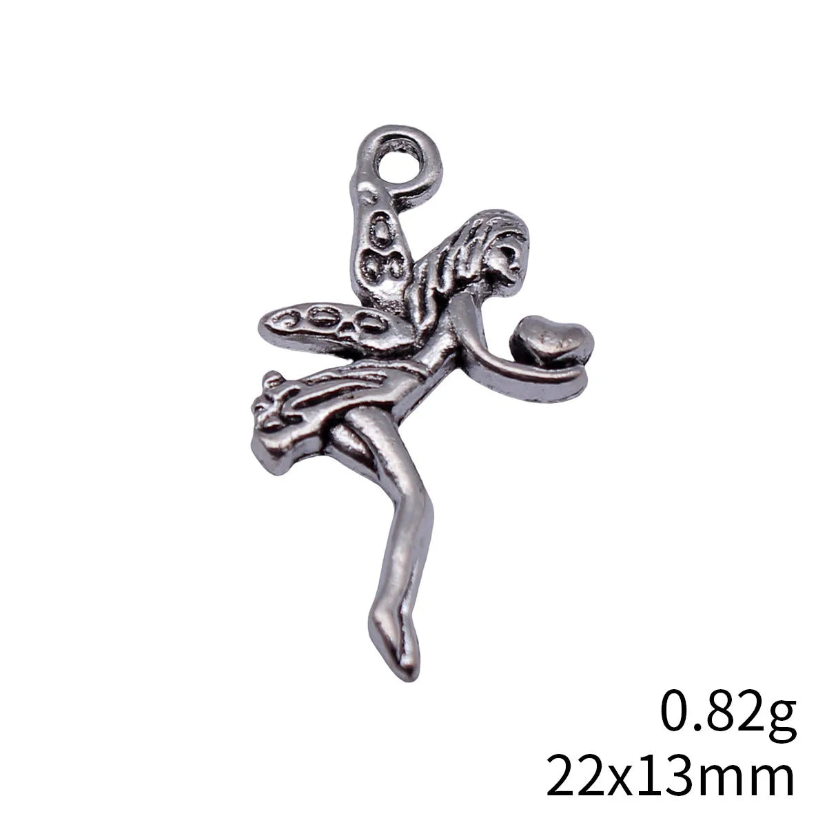 22x13mm 0.82g Antique Silver Zinc Alloy Angel Holding Heart Charm Pendant for DIY Necklace Jewelry