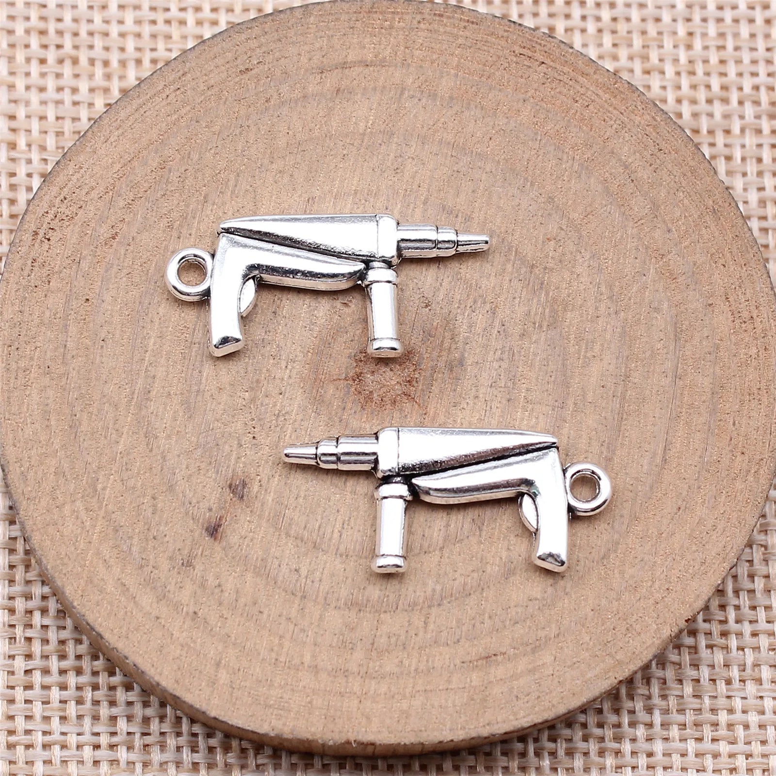27x12mm 2.1g Antique Silver Zinc Alloy Impact Drill Charm Pendant for DIY Jewelry Making