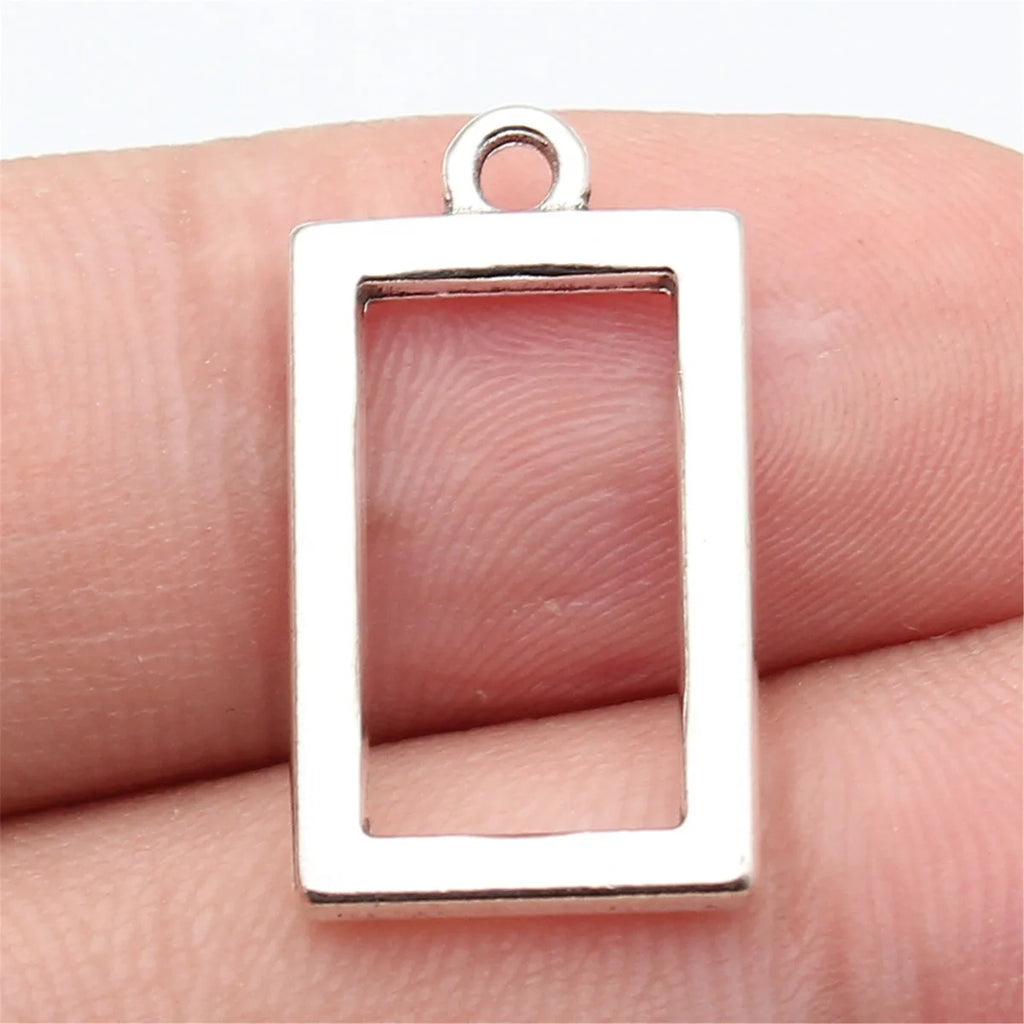 23x13mm 1.7g Multicolor Zinc Alloy Hollow Rectangle Frame Charm Pendant for DIY Earrings