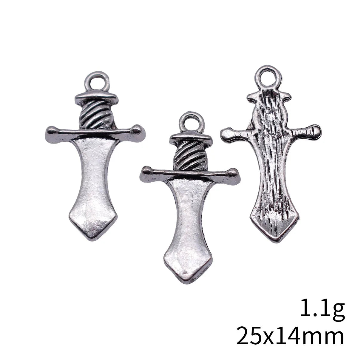 25x14mm 1.1g Antique Silver Zinc Alloy Sword Charm Pendant for DIY Necklace Bracelet Making
