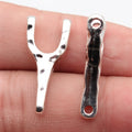 29x13x5mm 3.3g Antique Silver Zinc Alloy Hammered Wishbone Connector Charm for Bracelet Jewelry Making