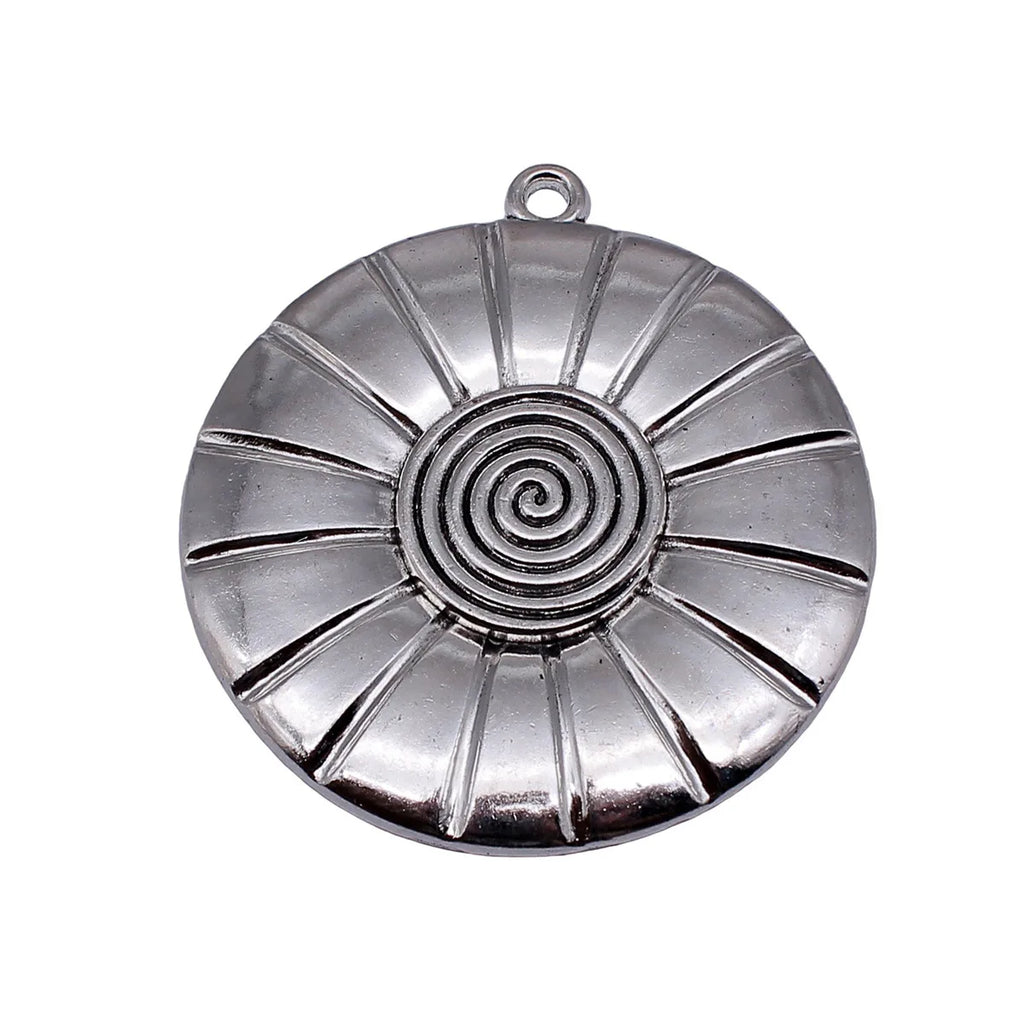 70x63mm 26.2g Antique Silver Zinc Alloy Swirl Round Disc Charm Pendant for DIY Statement Jewelry